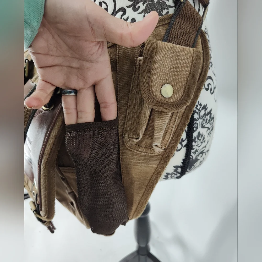 Kaukko Brown Canvas Messenger Cross Body Bag